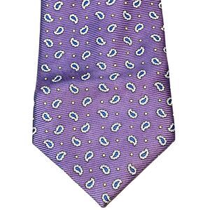 Meeting Street Repp Tie Purple Lavender Paisley Dot Handmade Silk